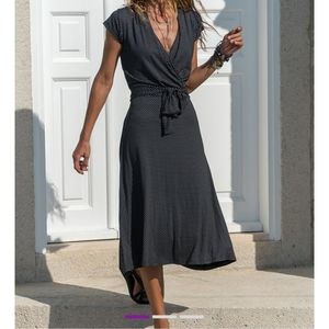 Black dot surplice dress